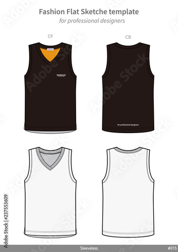 TANK TOP Sleeveless fashion flat technical drawing template
