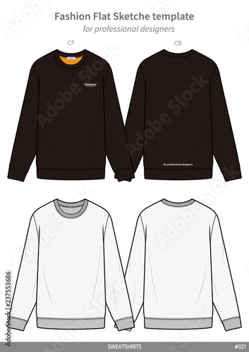 SWEATSHIRTS fashion flat technical drawing template