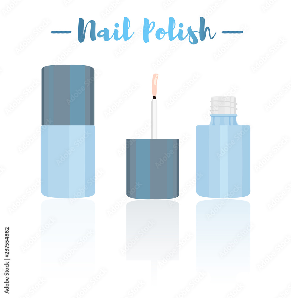 Blue vector illustration of a beauty utensil nail polish varnish makeup product for fingernail or toenails. Blue vector illustration of a beauty utensil nail polish varnish makeup product for fingernail or toenails.
