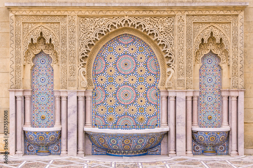 Tiled fountain in the city of Rabat, near the Hassan tower, Morocco