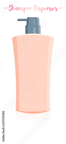 Vector illustration of a beauty utensil hair shampoo dispenser bottle.