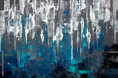 blue  abstract acrylic painting on canvas	