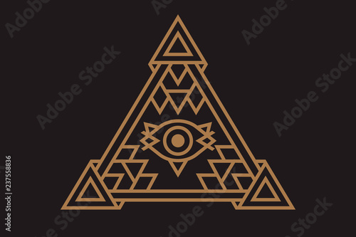 All Seeing icon illustration. The symbol of the Illuminati eye in the pyramid, in different styles.