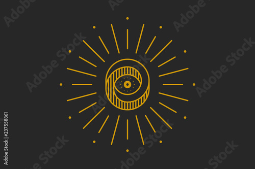 New World Order. Eye of Providence. Hand-drawn alchemy, religion, spirituality, occultism. Conspiracy theory. Masonic and esoteric symbol.