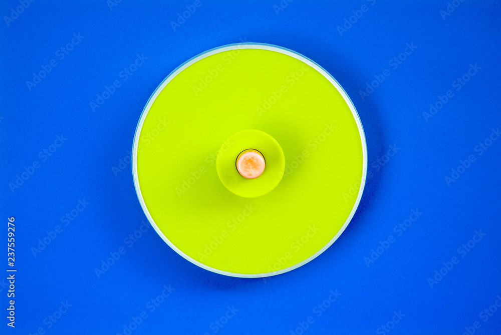 Small circle in larger circle isolated in blue Small circle in larger circle isolated in blue
