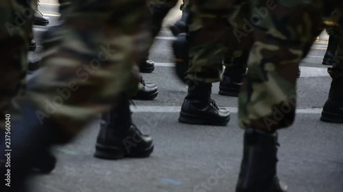 Soliders walking on the street