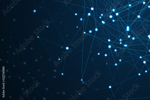 Abstract polygonal space. Background with connecting dots and lines. The concept illustration © majcot