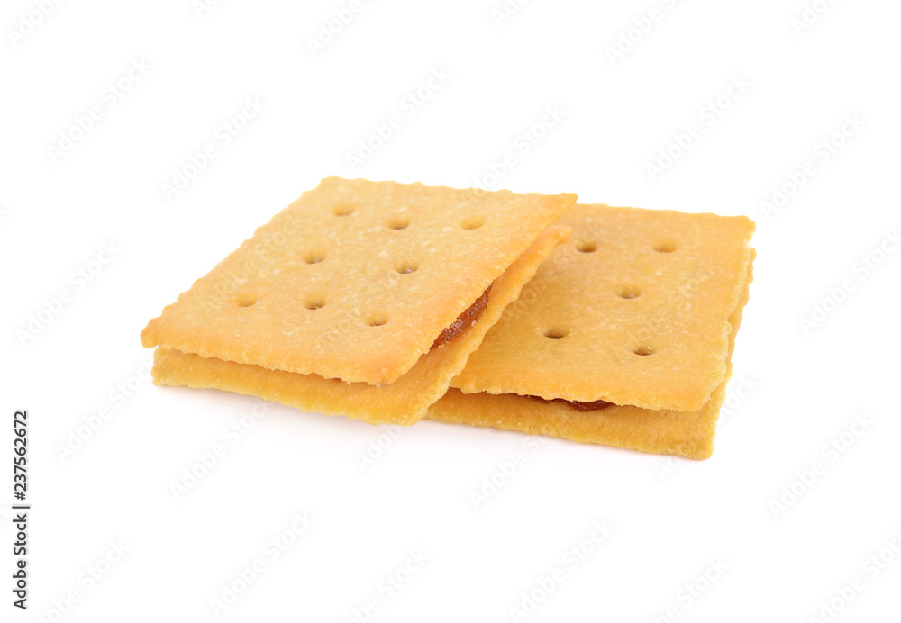 pineapple square biscuit on white background pineapple square biscuit on white background
