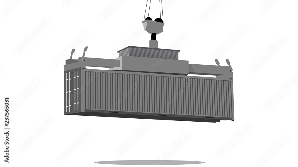 crane container lifting black white vector illustration
