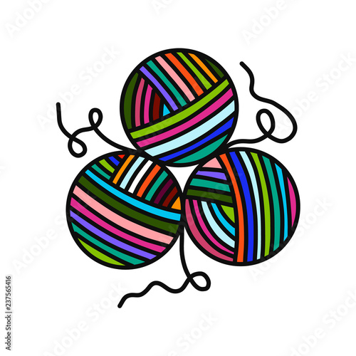 Ball of yarn wool hand drawn logo logotype for yarning project courses master classes tutorials video study teaching and learning knitting