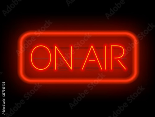 On air neon glowing sign on a dark background. Vector illustration.
