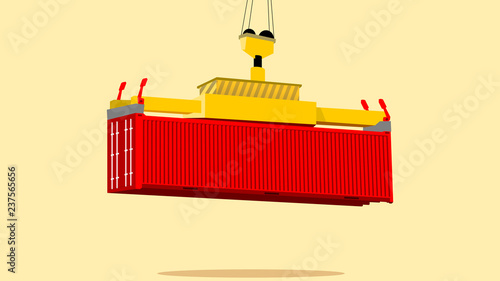 crane container lifting flat style vector illustration