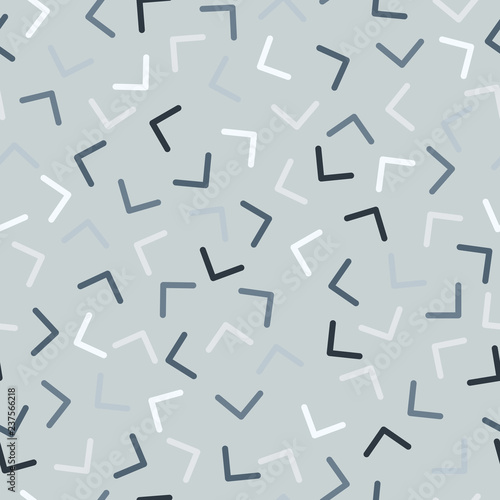Geometry Grayscale style. Corners, turned in different directions. Seamless pattern.