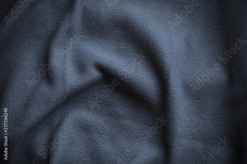 Texture of blue fleece, soft napped fabric