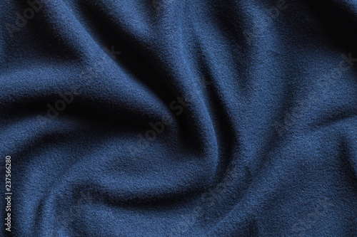 Texture of fleece, dark blue soft fabric