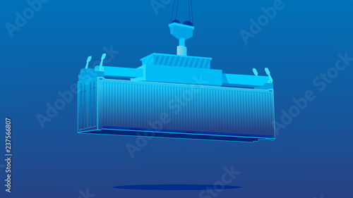 crane container lifting modern blue hi tech vector illustration