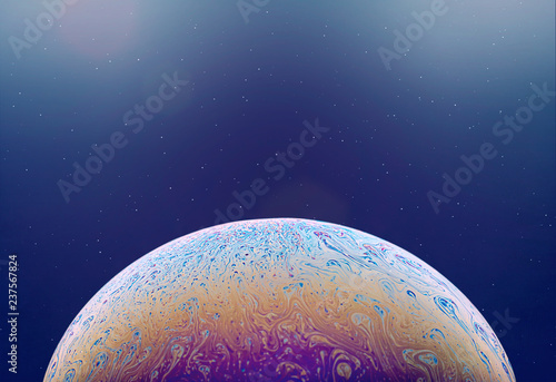 Abstract Colorful Semi Circle Soap Bubble / Planet in Space