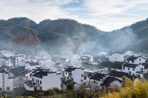 chinese shicheng village landscape in morning