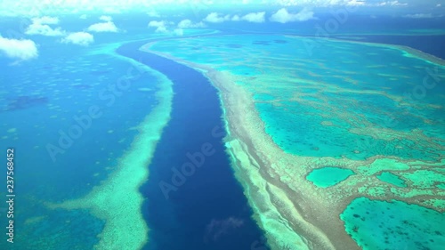 Aerial view of Great Barrier Reef Coral Sea Pacific Ocean Queensland Australia