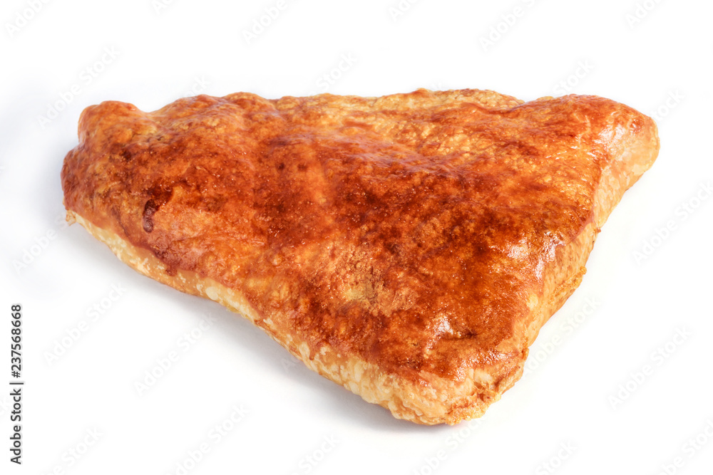 Georgian khachapuri - flatbread with cheese isolated on white background Georgian khachapuri - flatbread with cheese isolated on white background