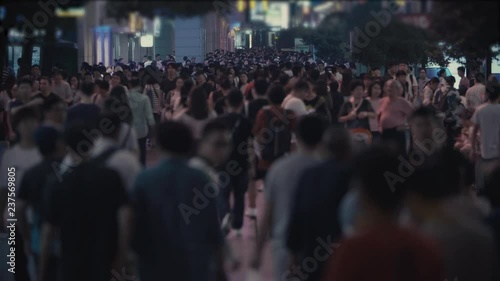Scenic of Chinese street by night in Shanghai