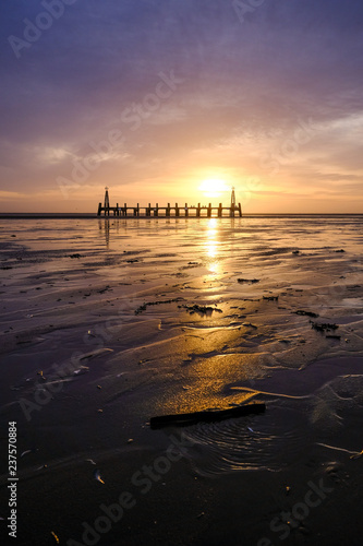 UK Weather. Sunset at Lytham St Annes