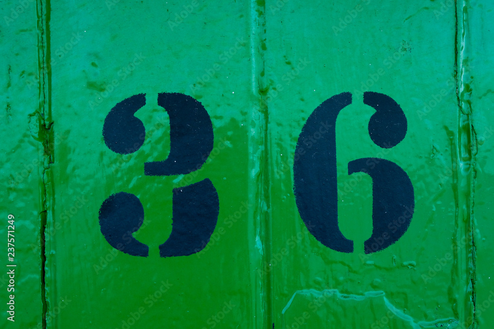 Numbers on brightly coloured wooden doors
