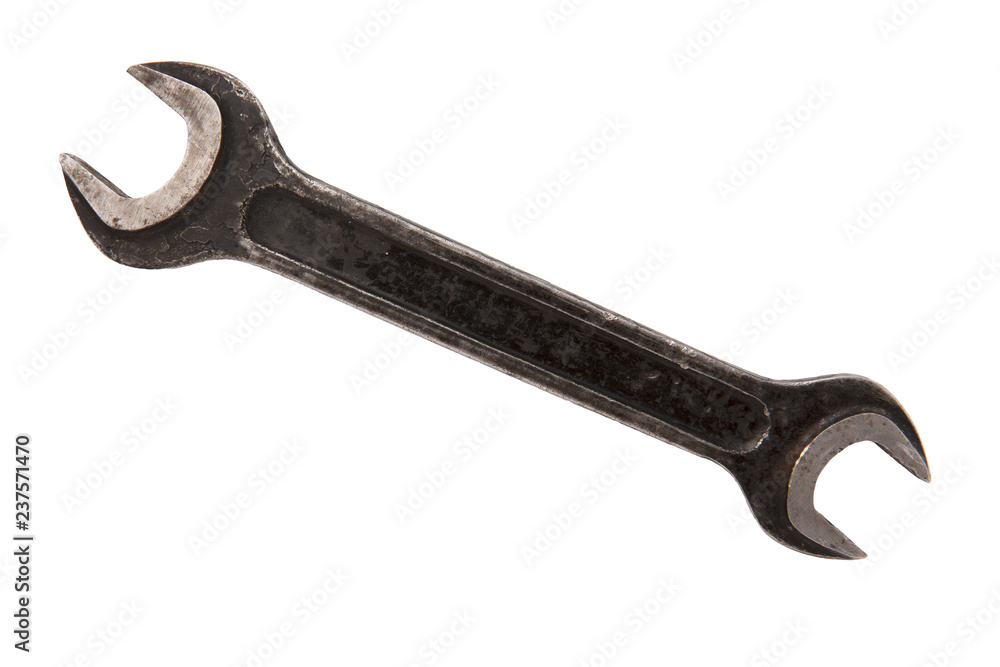 old rusty wrench isolated on white background old rusty wrench isolated on white background