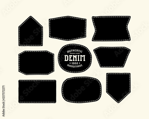 Set of patch silhouettes for denim clothing