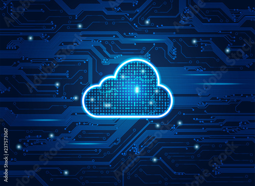 cloud symbol combined with electronic board, concept of cloud computing