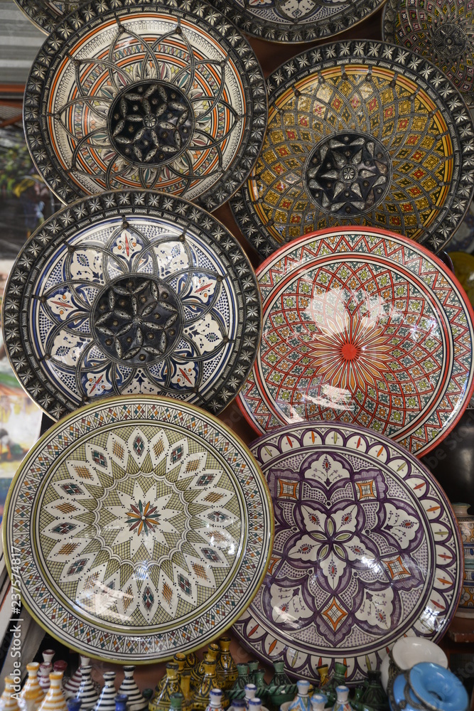Keramik, Souk, Medina, Altstadt, Chefchaouen, Nordmarokko, Marokko, Afrika