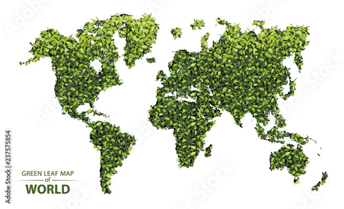 Green leaf map of the world