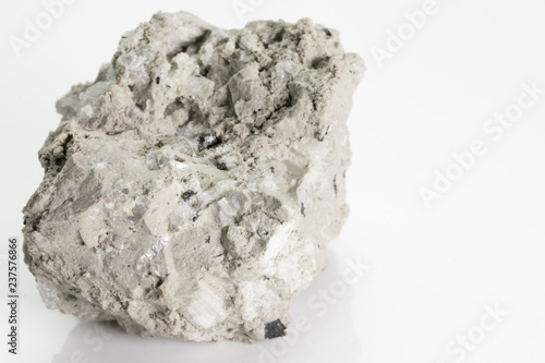 Pumice, (pumicite) is a volcanic rock  from Vesuvius volcano, isolated on a white background, Naples, Italy