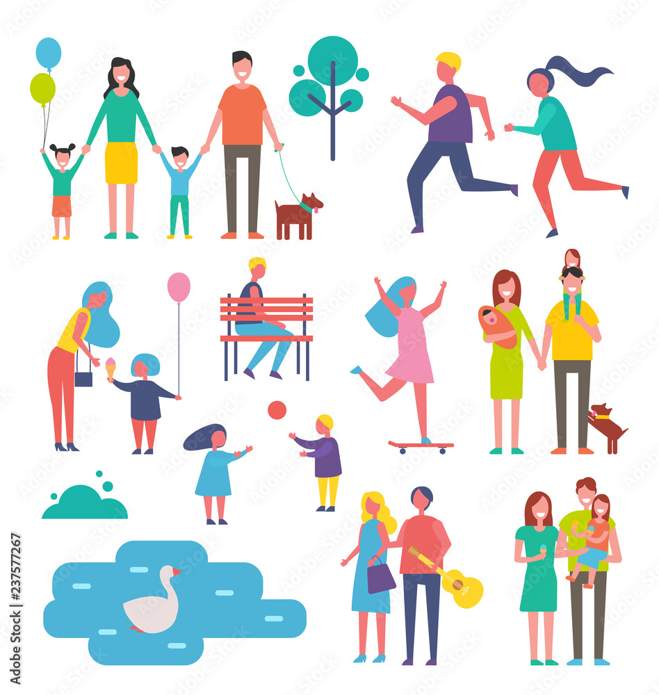 Children and Family Set Icons Vector Illustration