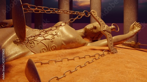 Broken lady of justice 3d rendering