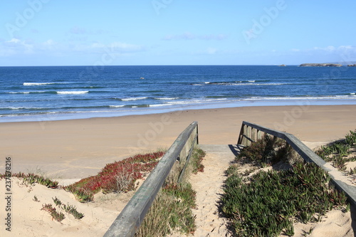view of the blue waters beach at the top of the beach access stairs, Peniche