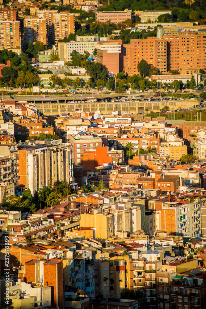 City view of Barcelona, Spain. Barcelona is a city located in the east coast of Spain.