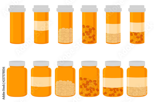 Illustration on theme big colored set different types of pills