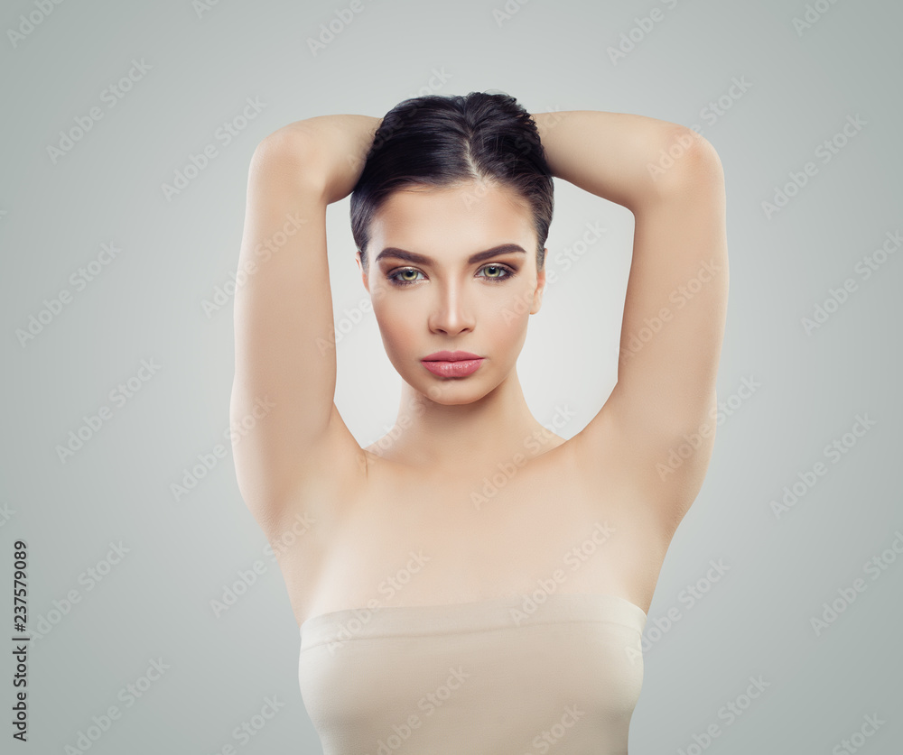 Young woman with hands up Young woman with hands up