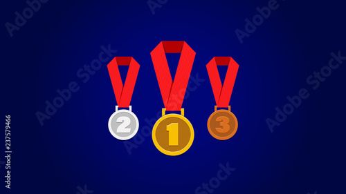 Gold silver and bronze vector medals