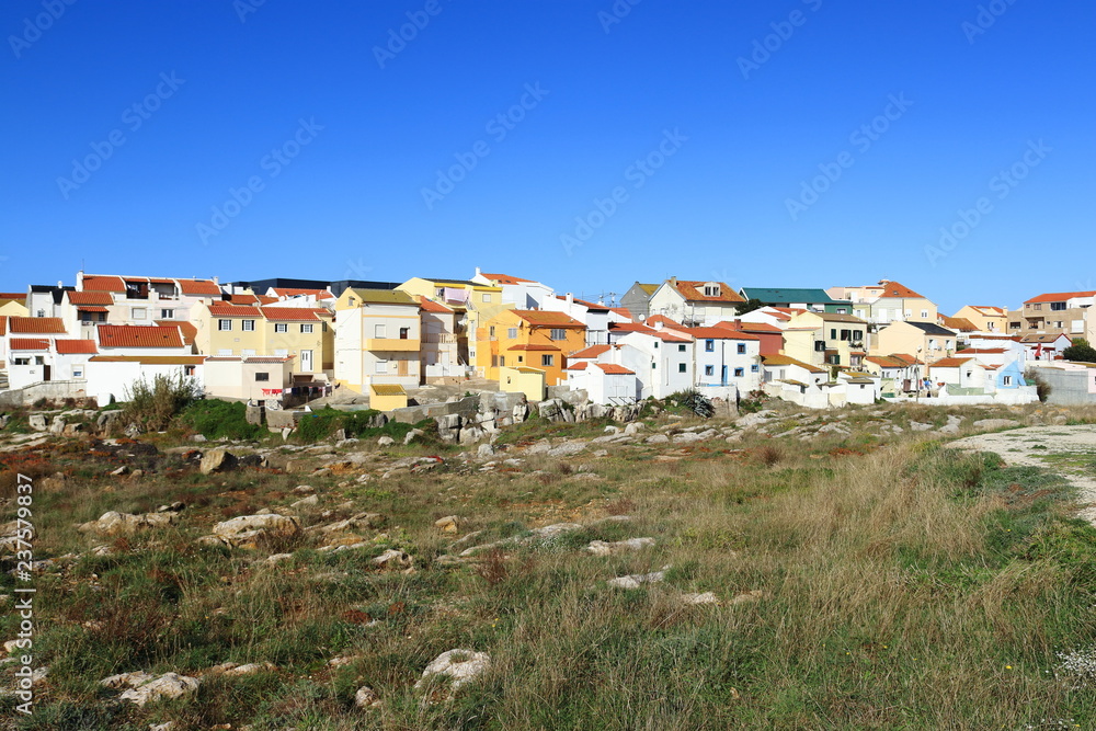 houses of the city of Peniche in Portugal by the sea