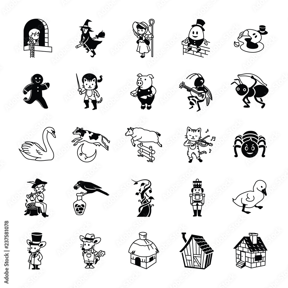 Fairy Tale II glyph vector icons