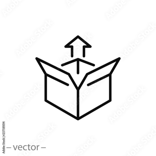 arrow points out of the box, vector icon