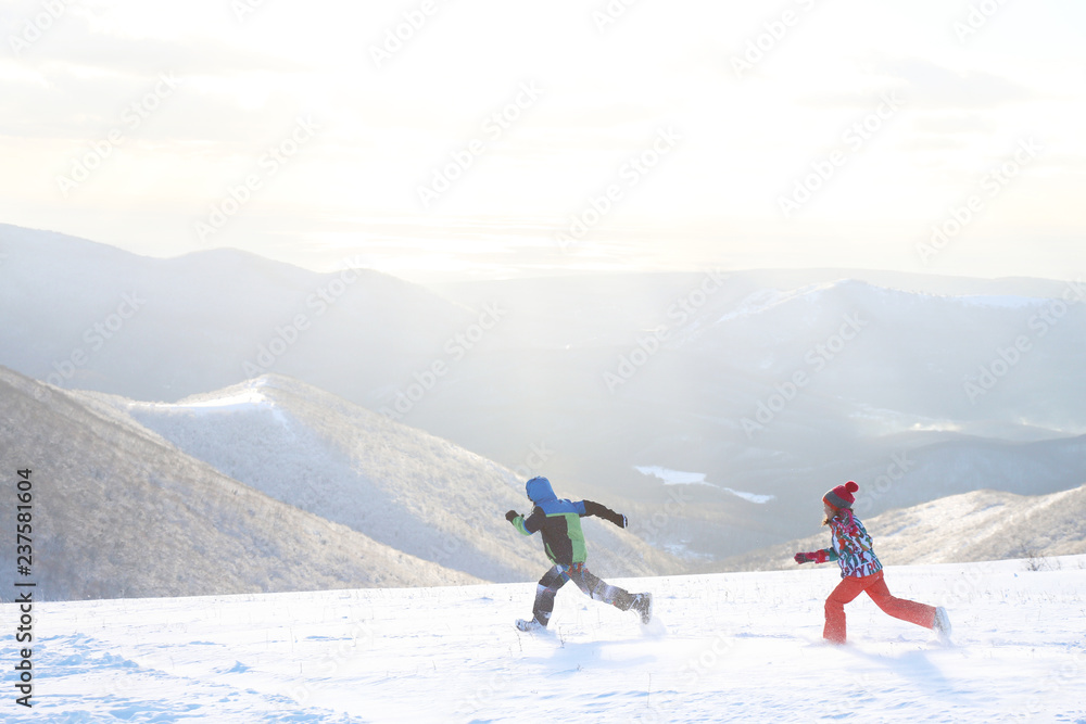 Kids in winter time