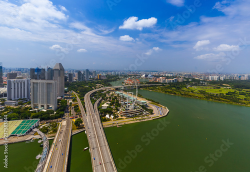 SINGAPORE - APRIL 14: Singapore city skyline and Marina Bay on April 14, 2016 in Singapore