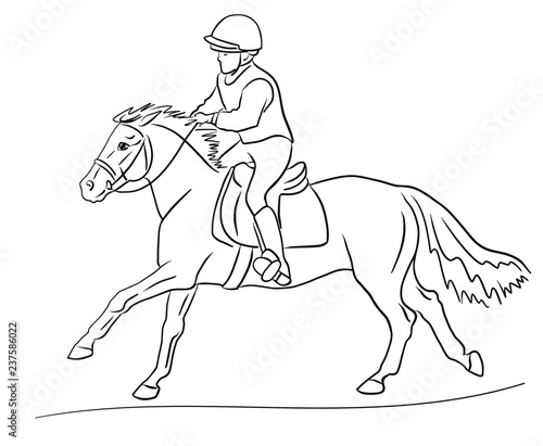Child racing on a pony.