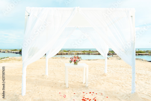 White Canopy for a Beach Wedding
