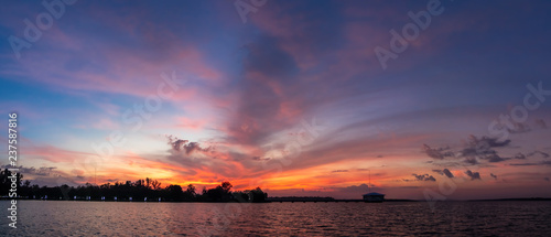 sunset over lake