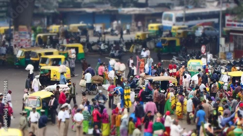 Traffic in the City market area of Bangalore, India