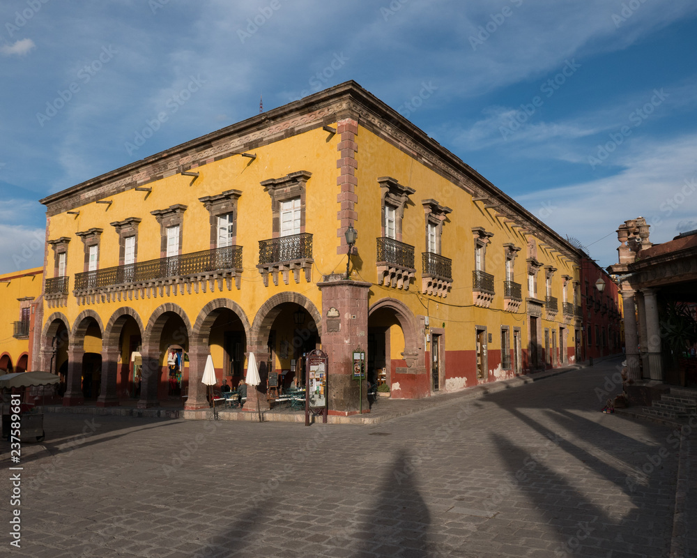 Historic Yellow Building on the main Plaza in San Miguel de Allende, Mexico
